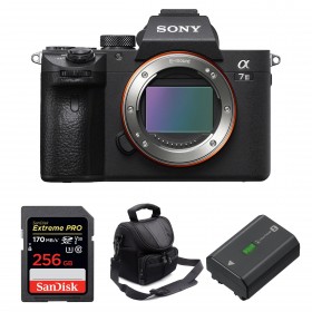 Appareil photo hybride Sony A7 III Nu + SanDisk 256GB Extreme PRO UHS-I SDXC 170 MB/s + Sony NP-FZ100 + Sac-1