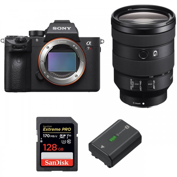 Cámara mirrorless Sony A7R III + FE 24-105 mm F4 G OSS + SanDisk 128GB Extreme PRO UHS-I 170 MB/s + Sony NP-FZ100-1