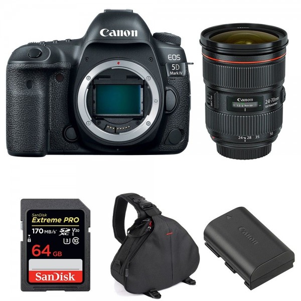 Canon 5D Mark IV + EF 24-70mm F2.8L II USM + SanDisk 64GB UHS-I SDXC 170 MB/s + LP-E6N + Sac - Appareil photo Reflex|MCZ DIRECT