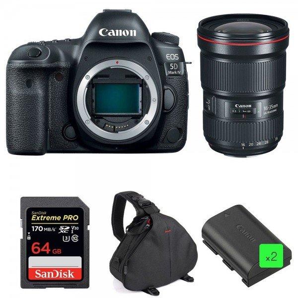 Canon 5D Mark IV + EF 16-35mm F2.8L III USM + SanDisk 64GB UHS-I SDXC 170 MB/s + 2 LP-E6N + Sac - Appareil photo Reflex|MCZ DIRECT