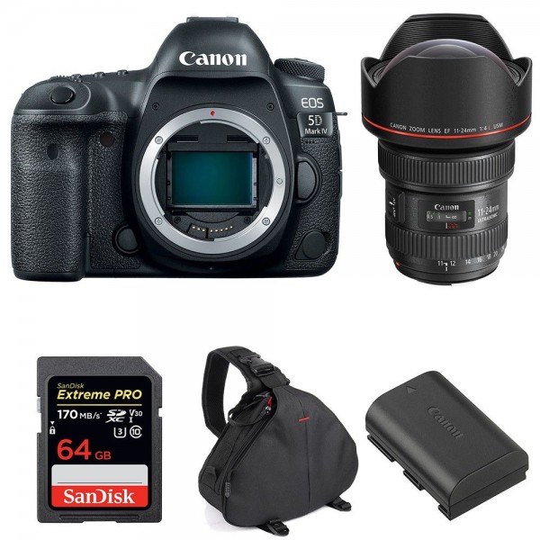 Canon 5D Mark IV + EF 11-24mm F4L USM + SanDisk 64GB Extreme PRO UHS-I SDXC 170 MB/s + LP-E6N + Sac - Appareil photo Reflex-1