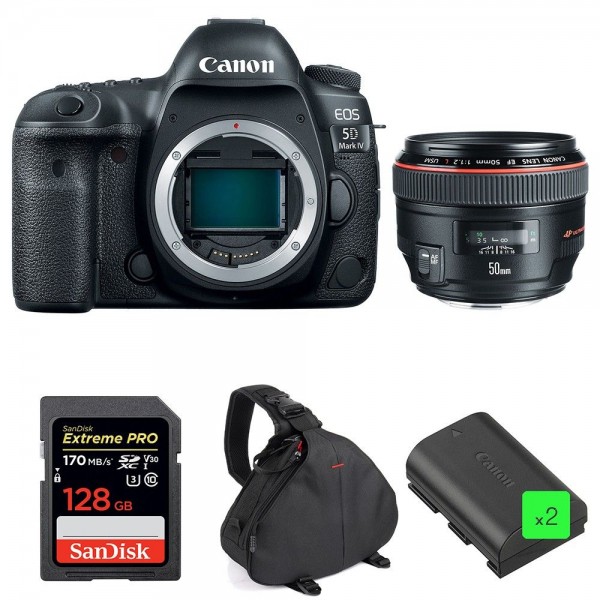 Canon 5D Mark IV + EF 50mm F1.2L USM + SanDisk 128GB UHS-I SDXC 170 MB/s + 2 LP-E6N + Sac - Appareil photo Reflex|MCZ DIRECT