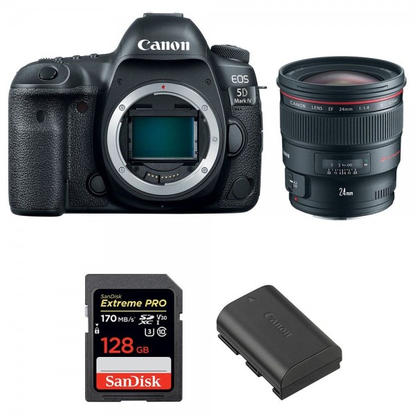 Canon 5D Mark IV + EF 24mm F1.4L II USM + SanDisk 128GB Extreme PRO UHS-I SDXC 170 MB/s + LP-E6N - Appareil photo Reflex|MCZ DIRECT