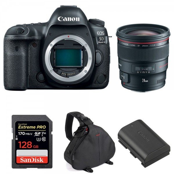 Canon EOS 5D Mark IV + EF 24mm f/1.4L II USM + SanDisk 128GB UHS-I SDXC 170 MB/s + LP-E6N + Bag|MCZ DIRECT