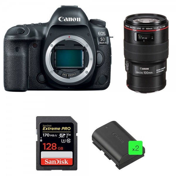 Canon 5D Mark IV + EF 100mm F2.8L Macro IS USM + SanDisk 128GB UHS-I SDXC 170 MB/s + 2 LP-E6N - Appareil photo Reflex|MCZ DIRECT