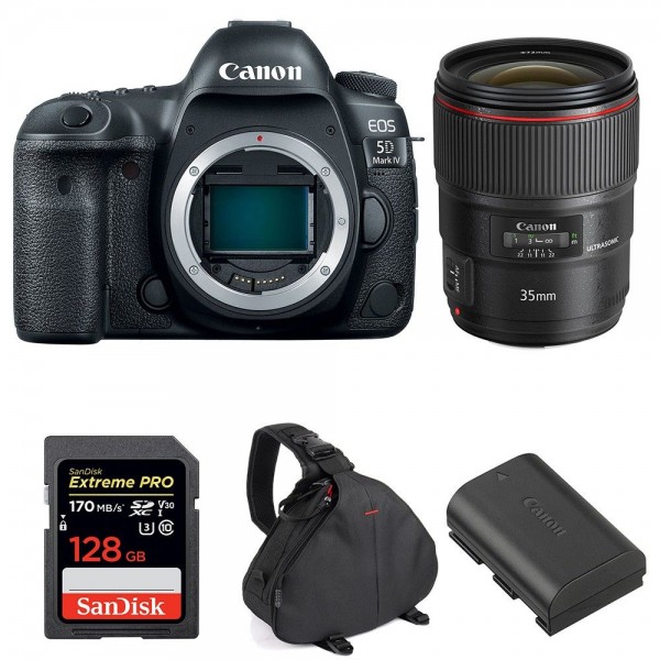 Canon 5D Mark IV + EF 35mm f/1.4L II USM + SanDisk 128GB UHS-I SDXC 170 MB/s + LP-E6N + Bolsa - Cámara reflex-1