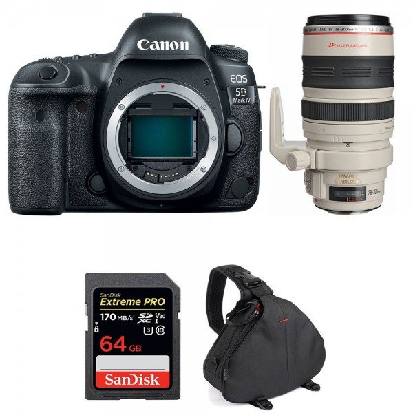 Canon EOS 5D Mark IV + EF 28-300mm f/3.5-5.6L IS USM + SanDisk 64GB Extreme PRO UHS-I SDXC 170 MB/s + Bag|MCZ DIRECT