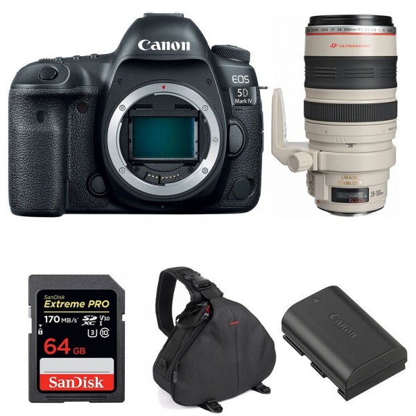 Canon 5D Mark IV + EF 28-300mm F3.5-5.6L IS USM + SanDisk 64GB UHS-I SDXC 170 MB/s + LP-E6N + Sac - Appareil photo Reflex-1