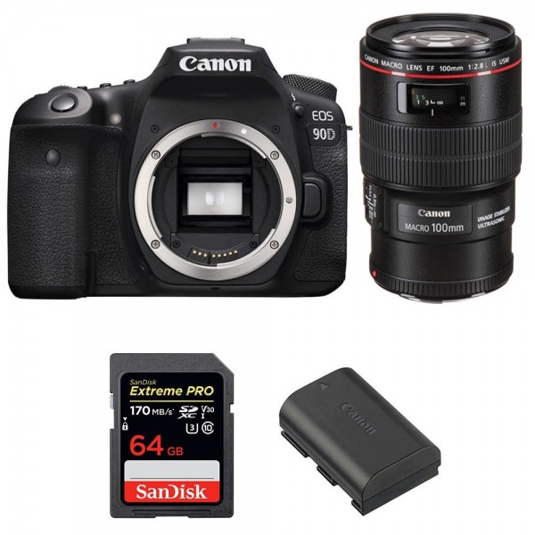 Canon 90D + EF 100mm F2.8L Macro IS USM + SanDisk 64GB Extreme PRO UHS-I SDXC 170 MB/s + LP-E6N - Appareil photo Reflex|MCZ DIRECT