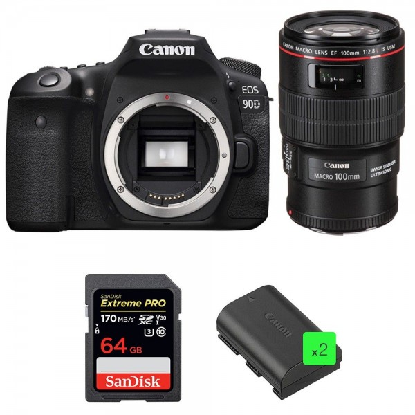 Canon EOS 90D + EF 100mm f/2.8L Macro IS USM + SanDisk 64GB Extreme PRO UHS-I SDXC 170 MB/s + 2 LP-E6N|MCZ DIRECT