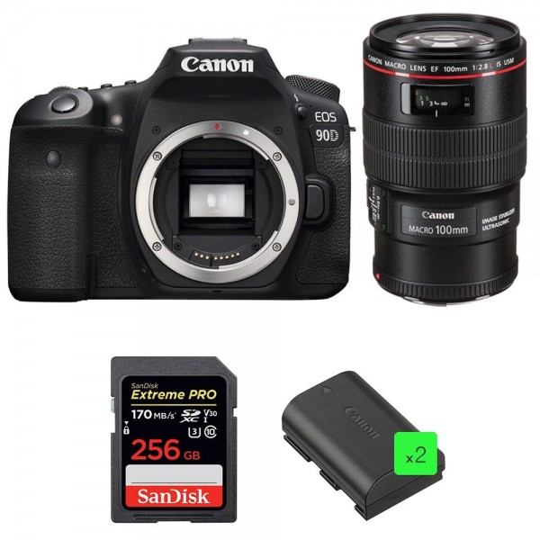 Canon EOS 90D + EF 100mm f/2.8L Macro IS USM + SanDisk 256GB Extreme PRO UHS-I SDXC 170 MB/s + 2 LP-E6N-1