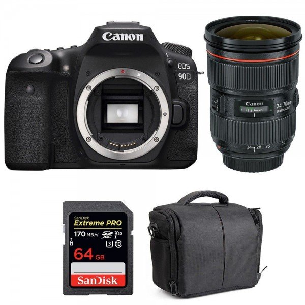 Canon EOS 90D + EF 24-70mm f/2.8L II USM + SanDisk 64GB Extreme PRO UHS-I SDXC 170 MB/s + Bag|MCZ DIRECT