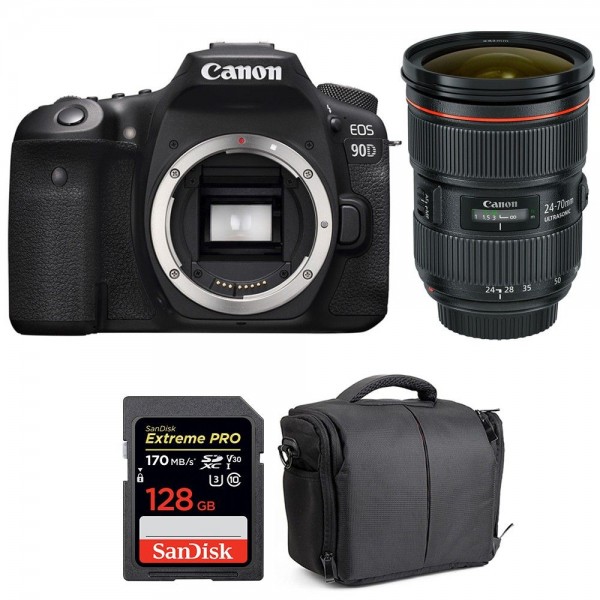 Canon EOS 90D + EF 24-70mm f/2.8L II USM + SanDisk 128GB Extreme PRO UHS-I SDXC 170 MB/s + Bag|MCZ DIRECT