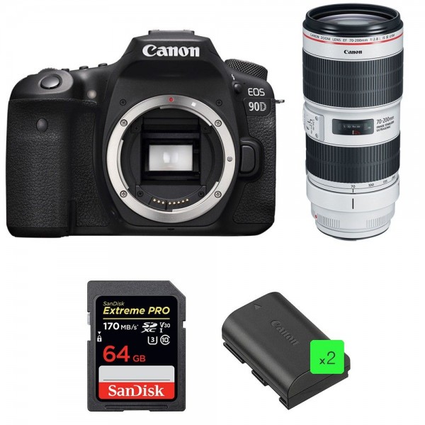 Canon 90D + EF 70-200mm F2.8L IS III USM + SanDisk 64GB Extreme PRO UHS-I SDXC 170 MB/s + 2 LP-E6N - Appareil photo Reflex-1