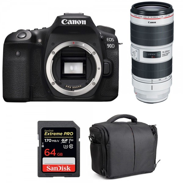 Canon EOS 90D + EF 70-200mm f/2.8L IS III USM + SanDisk 64GB Extreme PRO UHS-I SDXC 170 MB/s + Bag|MCZ DIRECT