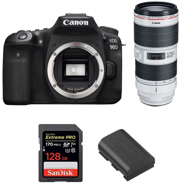 Canon 90D + EF 70-200mm f/2.8L IS III USM + SanDisk 128GB Extreme PRO UHS-I SDXC 170 MB/s + LP-E6N - Cámara reflex|MCZ DIRECT