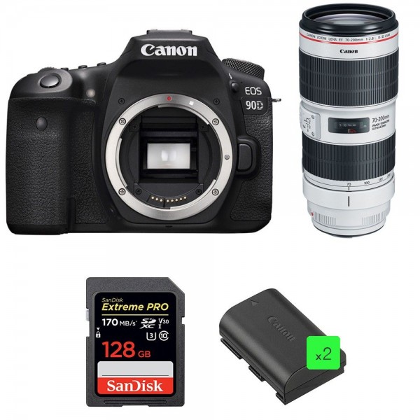 Canon EOS 90D + EF 70-200mm f/2.8L IS III USM + SanDisk 128GB Extreme PRO UHS-I SDXC 170 MB/s + 2 LP-E6N-1