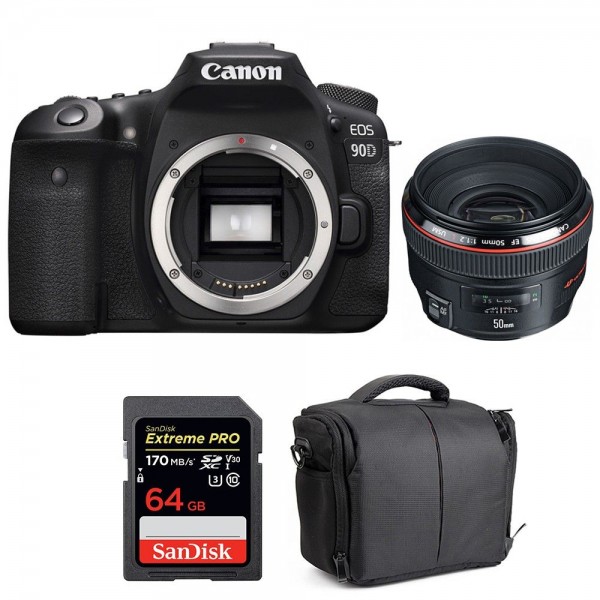 Canon EOS 90D + EF 50mm f/1.2L USM + SanDisk 64GB Extreme PRO UHS-I SDXC 170 MB/s + Bag|MCZ DIRECT