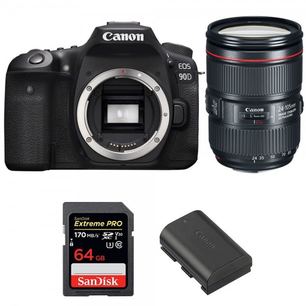 Canon 90D + EF 24-105mm f/4L IS II USM + SanDisk 64GB Extreme PRO UHS-I SDXC 170 MB/s + LP-E6N - Cámara reflex-1