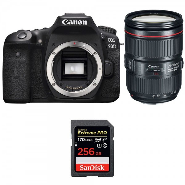 Canon 90D + EF 24-105mm F4L IS II USM + SanDisk 256GB Extreme PRO UHS-I SDXC 170 MB/s - Appareil photo Reflex|MCZ DIRECT