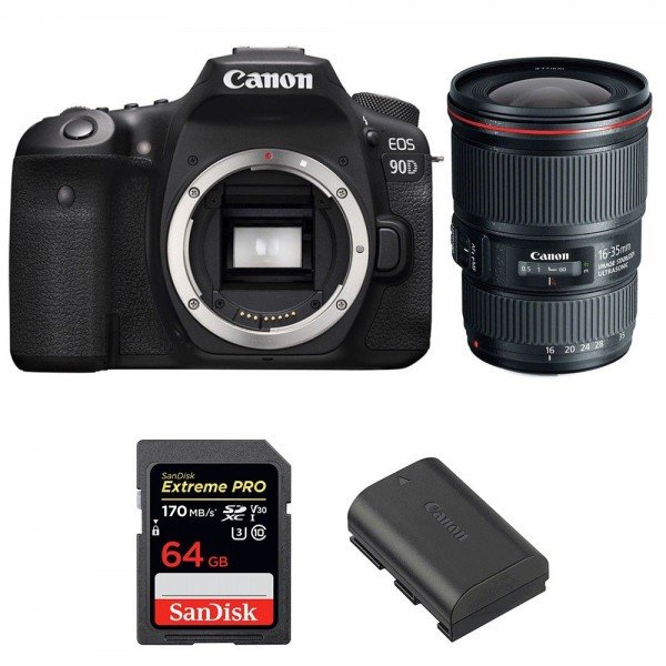 Canon EOS 90D + EF 16-35mm f/4L IS USM + SanDisk 64GB Extreme PRO UHS-I SDXC 170 MB/s + LP-E6N|MCZ DIRECT