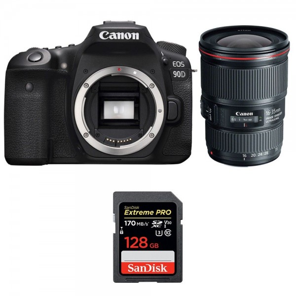 Canon 90D + EF 16-35mm F4L IS USM + SanDisk 128GB Extreme PRO UHS-I SDXC 170 MB/s - Appareil photo Reflex|MCZ DIRECT