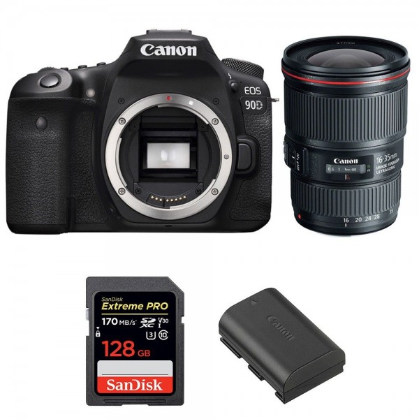 Canon 90D + EF 16-35mm F4L IS USM + SanDisk 128GB Extreme PRO UHS-I SDXC 170 MB/s + LP-E6N - Appareil photo Reflex|MCZ DIRECT