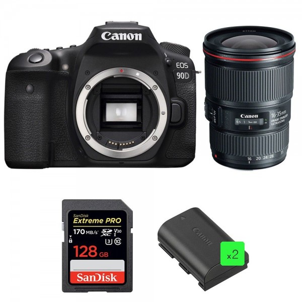 Canon 90D + EF 16-35mm f/4L IS USM + SanDisk 128GB Extreme PRO UHS-I SDXC 170 MB/s + 2 LP-E6N|MCZ DIRECT