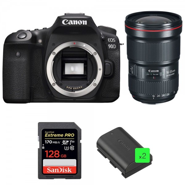 Canon 90D + EF 16-35mm f/2.8L III USM + SanDisk 128GB Extreme PRO UHS-I SDXC 170 MB/s + 2 LP-E6N-1