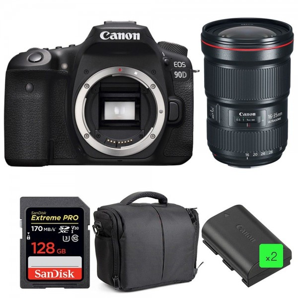 Canon 90D + EF 16-35mm F2.8L III USM + SanDisk 128GB UHS-I SDXC 170 MB/s + 2 LP-E6N + Sac - Appareil photo Reflex|MCZ DIRECT