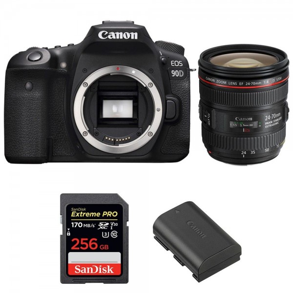 Canon EOS 90D + EF 24-70mm f/4L IS USM + SanDisk 256GB Extreme PRO UHS-I SDXC 170 MB/s + LP-E6N|MCZ DIRECT