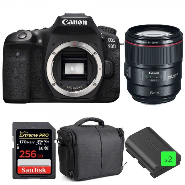 Canon 90D + EF 85mm f/1.4L IS USM + SanDisk 256GB UHS-I SDXC 170 MB/s + 2 LP-E6N + Bolsa| 2 años de garantía|MCZ DIRECT