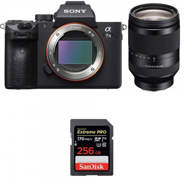 Cámara mirrorless Sony A7 III + FE 24-240 mm f/3.5-6.3 OSS + SanDisk 256GB Extreme PRO UHS-I SDXC 170 MB/s-1