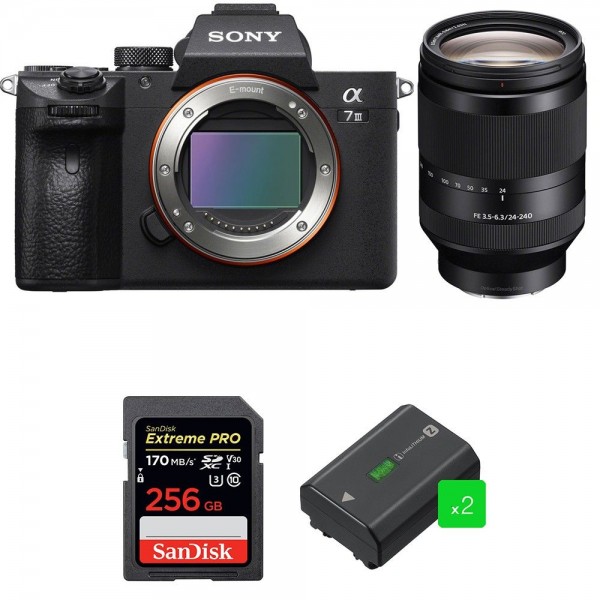 Sony Alpha 7 III + FE 24-240 mm f/3.5-6.3 OSS + SanDisk 256GB Extreme PRO UHS-I SDXC 170 MB/s + 2 NP-FZ100|MCZ DIRECT