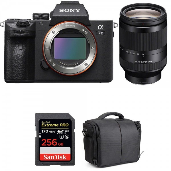 Sony Alpha 7 III + FE 24-240 mm f/3.5-6.3 OSS + SanDisk 256GB Extreme PRO UHS-I SDXC 170 MB/s + Bag|MCZ DIRECT