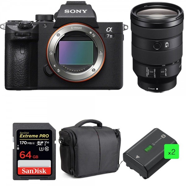 Sony A7 III + FE 24-105 mm F4 G OSS + SanDisk 64GB UHS-I SDXC 170 MB/s + 2 NP-FZ100 + Sac - Appareil Photo Hybride-1