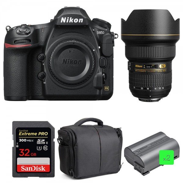 Nikon D850 + 14-24mm f/2.8G ED + SanDisk 32GB Extreme PRO UHS-II SDXC 300MB/s + 2 EN-EL15b + Bolsa - Cámara reflex|MCZ DIRECT