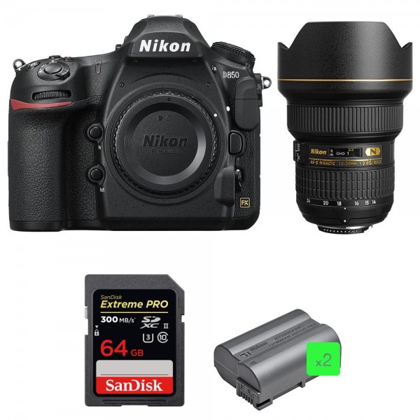 Nikon D850 + 14-24mm F2.8G ED + SanDisk 64GB Extreme PRO UHS-II SDXC 300MB/s + 2 EN-EL15b - Appareil photo Reflex|MCZ DIRECT