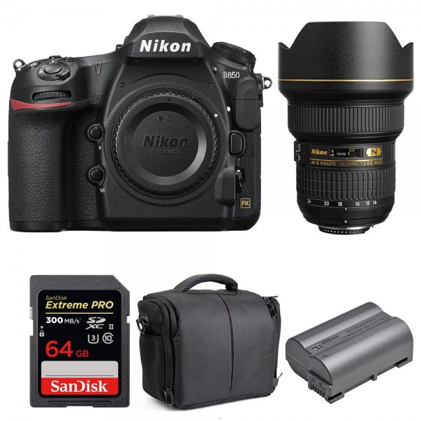 Nikon D850 + 14-24mm f/2.8G ED + SanDisk 64GB Extreme PRO UHS-II SDXC 300MB/s + EN-EL15b + Bolsa - Cámara reflex|MCZ DIRECT