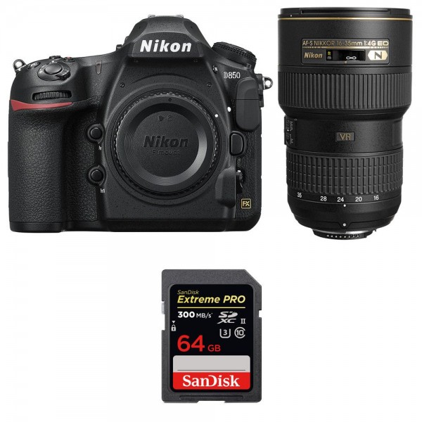 Nikon D850 + 16-35mm f/4G ED VR + SanDisk 64GB Extreme PRO UHS-II SDXC 300MB/s - Cámara reflex|MCZ DIRECT