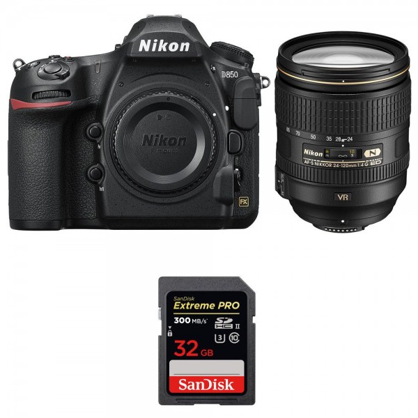 Nikon D850 + 24-120mm F4 G ED VR + SanDisk 32GB Extreme PRO UHS-II SDXC 300MB/s - Cámara reflex|MCZ DIRECT