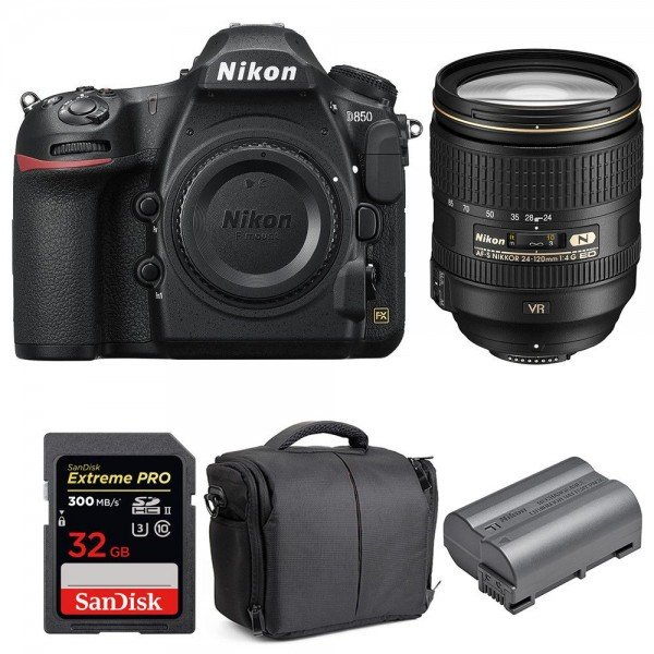 Nikon D850 + 24-120mm F4 G ED VR + SanDisk 32GB Extreme PRO UHS-II SDXC 300MB/s + EN-EL15b + Bolsa - Cámara reflex|MCZ DIRECT