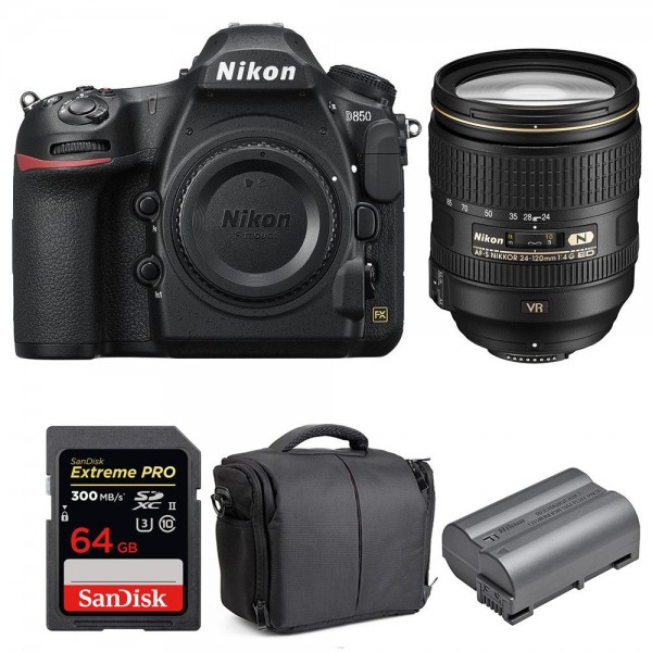 Nikon D850 + 24-120mm F4 G ED VR + SanDisk 64GB Extreme PRO UHS-II SDXC 300MB/s + EN-EL15b  + Camera Bag|MCZ DIRECT