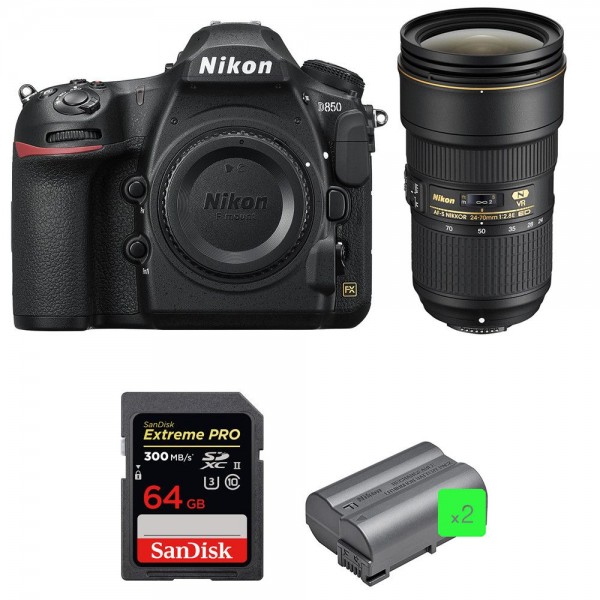 Nikon D850 + 24-70mm f/2.8E ED VR + SanDisk 64GB Extreme PRO UHS-II SDXC 300MB/s + 2 EN-EL15b - Cámara reflex|MCZ DIRECT