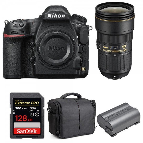 Nikon D850 + 24-70mm f/2.8E ED VR + SanDisk 128GB Extreme PRO UHS-II SDXC 300MB/s + EN-EL15b + Bolsa - Cámara reflex|MCZ DIRECT