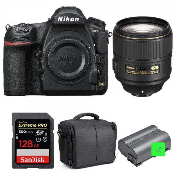 Nikon D850 + 105mm f/1.4E ED + SanDisk 128GB Extreme PRO UHS-II SDXC 300MB/s + 2 EN-EL15b  + Camera Bag|MCZ DIRECT