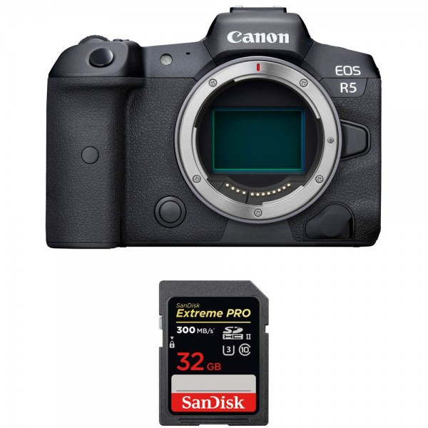 Canon EOS R5 Cuerpo + SanDisk 32GB Extreme PRO UHS-II SDXC 300 MB/s - Cámara mirrorless|MCZ DIRECT