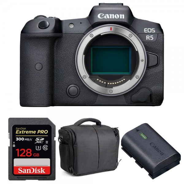 Canon EOS R5 Cuerpo + SanDisk 128GB Extreme PRO UHS-II SDXC 300 MB/s + Canon LP-E6NH + Bolsa - Cámara mirrorless-1