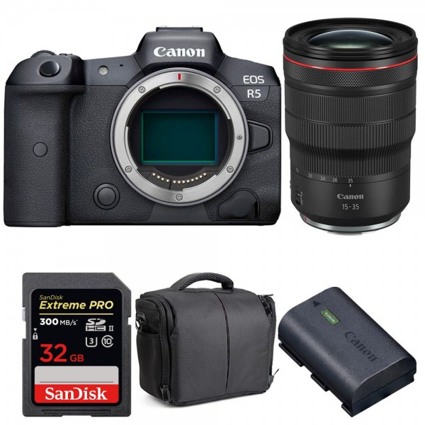 Canon EOS R5 + RF 15-35mm f/2.8L IS USM + SanDisk 32GB UHS-II SDXC 300 MB/s + Canon LP-E6NH + Bolsa - Cámara mirrorless|MCZ DIRECT