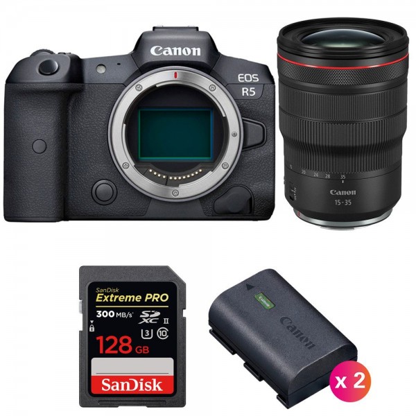 Canon R5 + RF 15-35mm F2.8L IS USM + SanDisk 128GB Extreme PRO UHS-II SDXC 300 MB/s + 2 Canon LP-E6NH-1